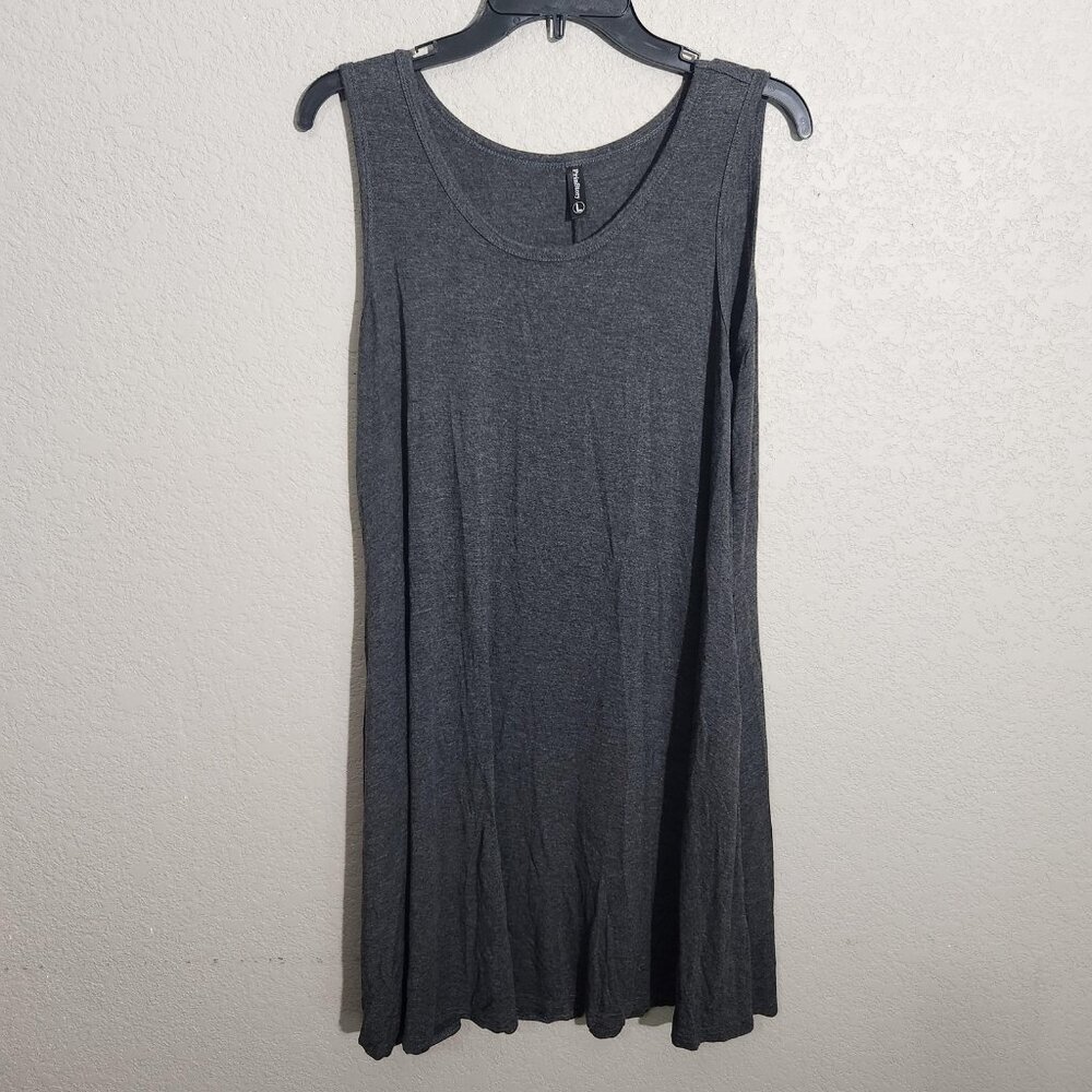 PrinStory Dress Womens Large Gray Sleeveless Tank Casual Pockets Soft Stretchy